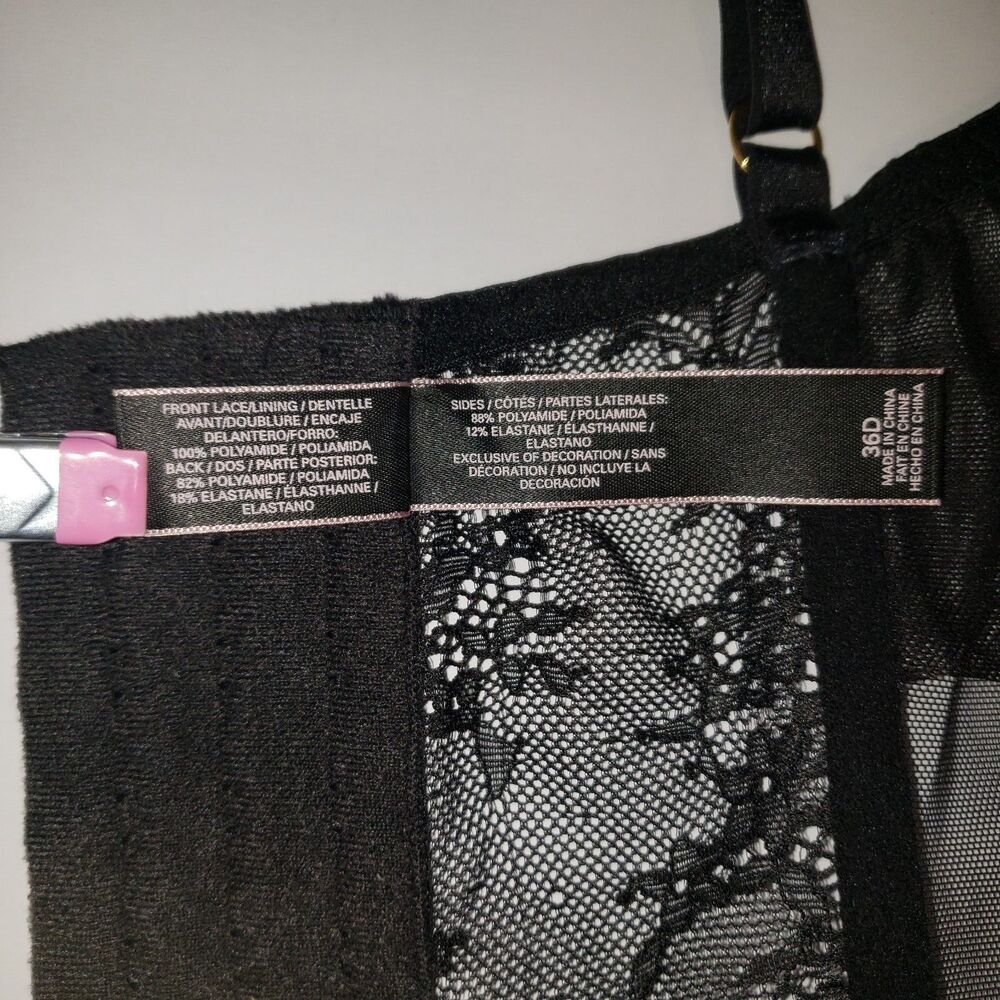Victorias Secret Black Lace and Mesh Longline Corset Nightie Womens Size 36D - Picture 7 of 10